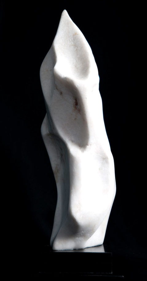 Flame Within White Alabaster Sculpture By Dorit Schwartz