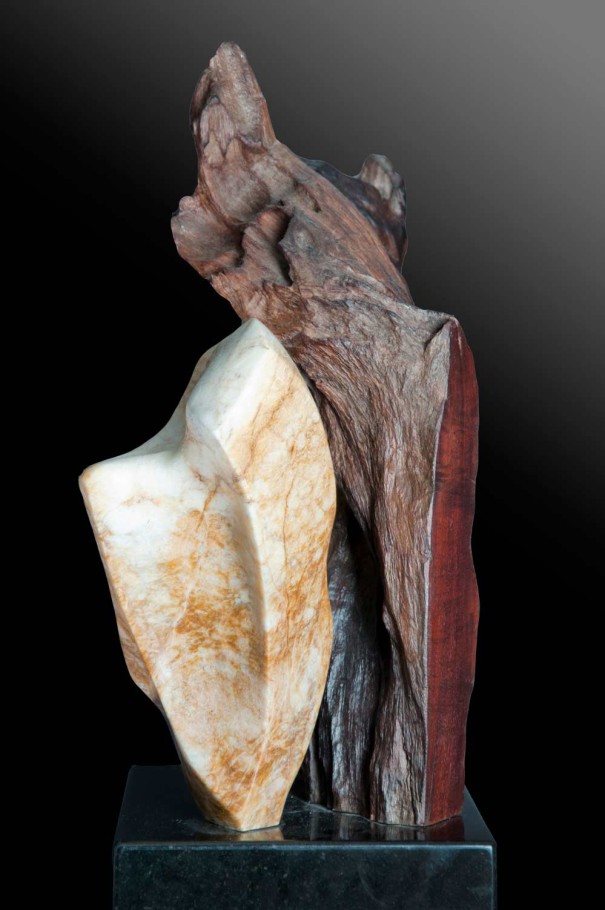 Power Of The Elements Alabaster Makha Wood Sculpture By Dorit Schwartz